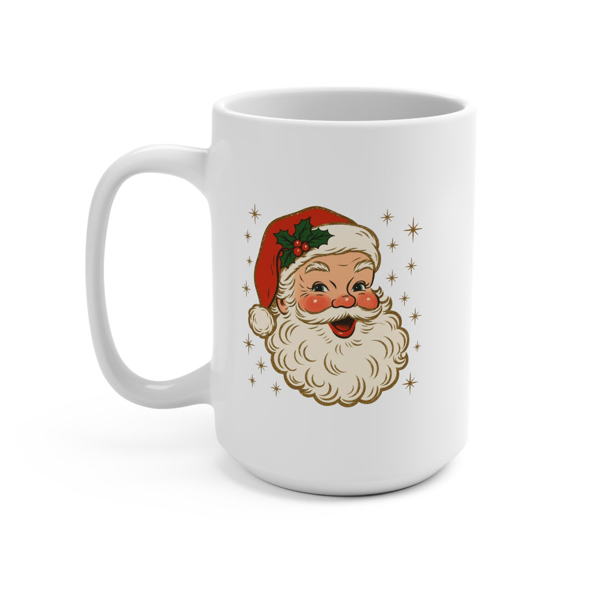 Vintage Santa Face Mug | Retro Christmas Holiday Coffee Cup