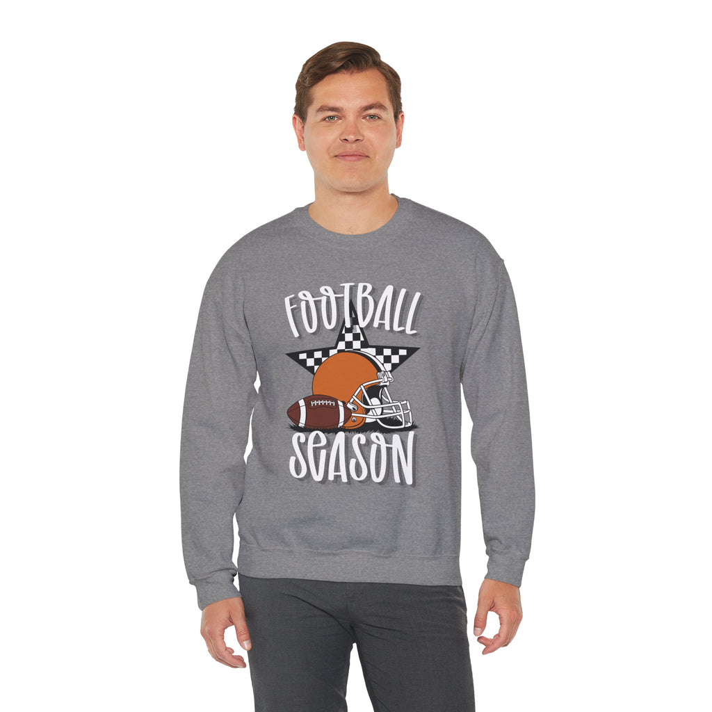 Football Season Sweatshirt, Football Helmet Shirt, Game Day Sweatshirt, Football Mom Shirt, Checkered Star Football Tee, Fall Sports Gift