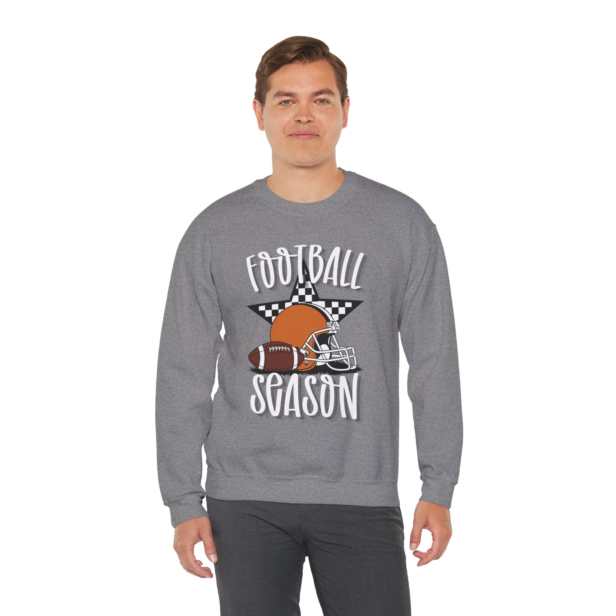 Football Season Sweatshirt, Football Helmet Shirt, Game Day Sweatshirt, Football Mom Shirt, Checkered Star Football Tee, Fall Sports Gift