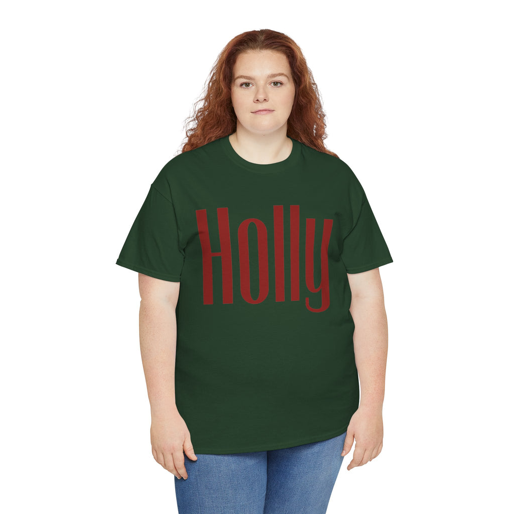 Holly Christmas Gildan TShirt, Red Holly Crewneck, Retro Holiday Top, Girl Christmas Shirt, Cozy Winter Crew Neck, Xmas Gift for Her