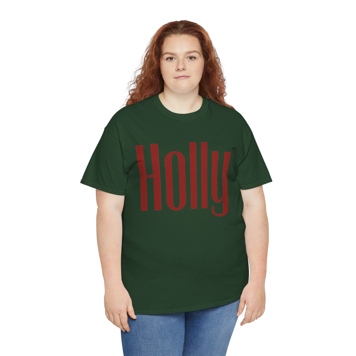 Holly Christmas Gildan TShirt, Red Holly Crewneck, Retro Holiday Top, Girl Christmas Shirt, Cozy Winter Crew Neck, Xmas Gift for Her