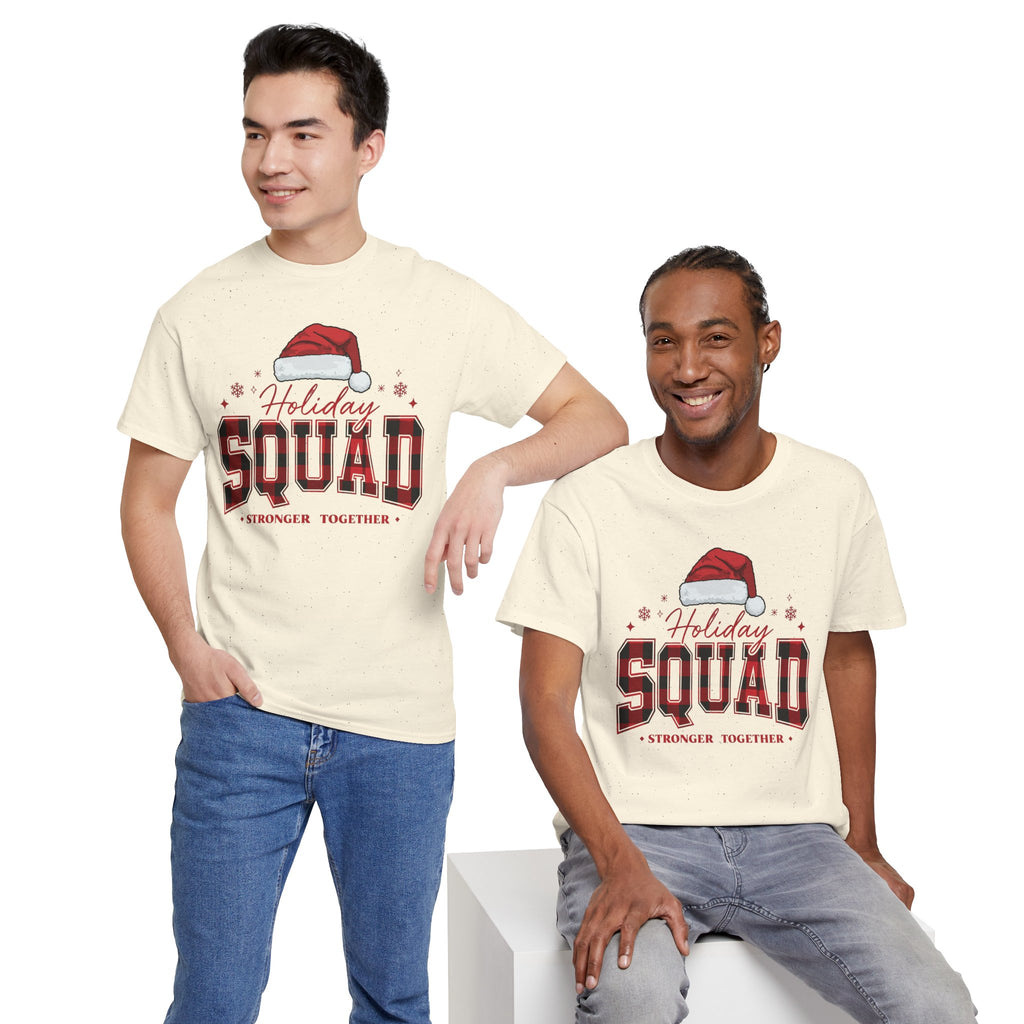 Holiday Squad Christmas Shirt | Stronger Together Tee | Santa Hat Varsity Design | Matching Family Xmas T-Shirt | Group Holiday Gift
