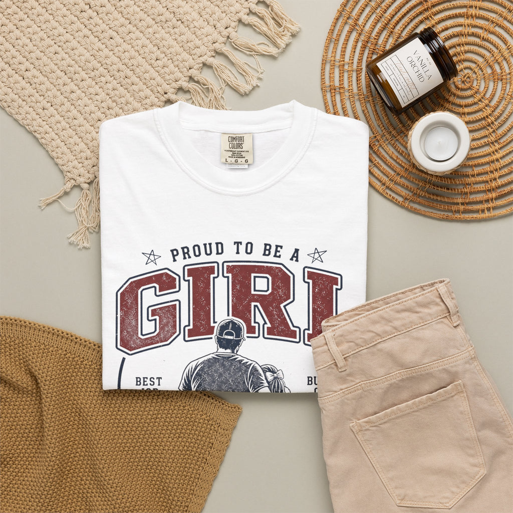 Girl Dad Shirt, Proud To Be A Girl Dad Tee, Best Job Ever Shirt, Built On Love, Baseball Dad Gift, Fathers Day Shirt, Dad Of Girls T-Shirt