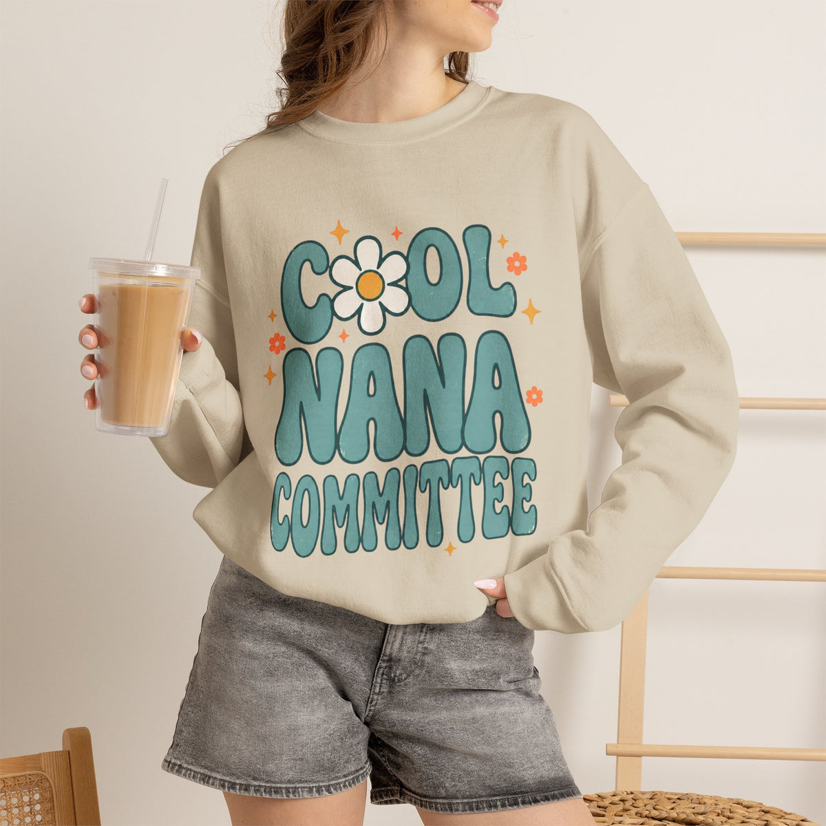 Cool Nana Committee Sweatshirt, Retro Grandma Crewneck, Daisy Flower Nana Gift, Mothers Day Gift for Grandma, Pregnancy Announcement