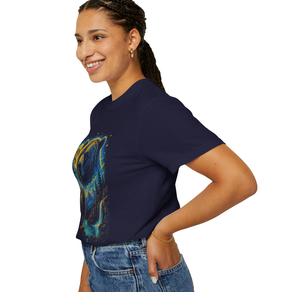 Comfort Colors Celestial Bear T-Shirt, Mystical Forest Bear Shirt, Nature Lover Gift, Wildlife Moon Stars Shirt, Unisex Tee