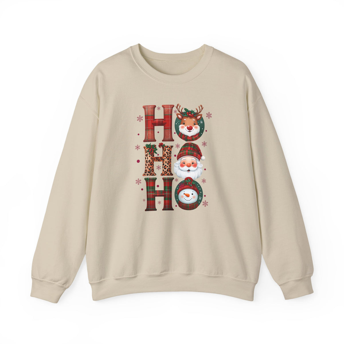 HOHOHO Christmas Characters Sweatshirt | Santa Reindeer Snowman Holiday Crewneck