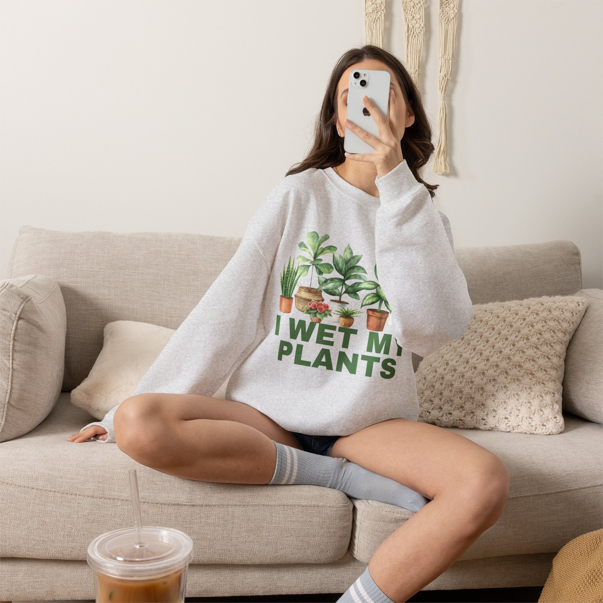 I Wet My Plants Sweatshirt, Funny Plant Lady Crewneck, Plant Mom Gift, Watercolor Houseplant Shirt, Cottagecore Sweatshirt for Her