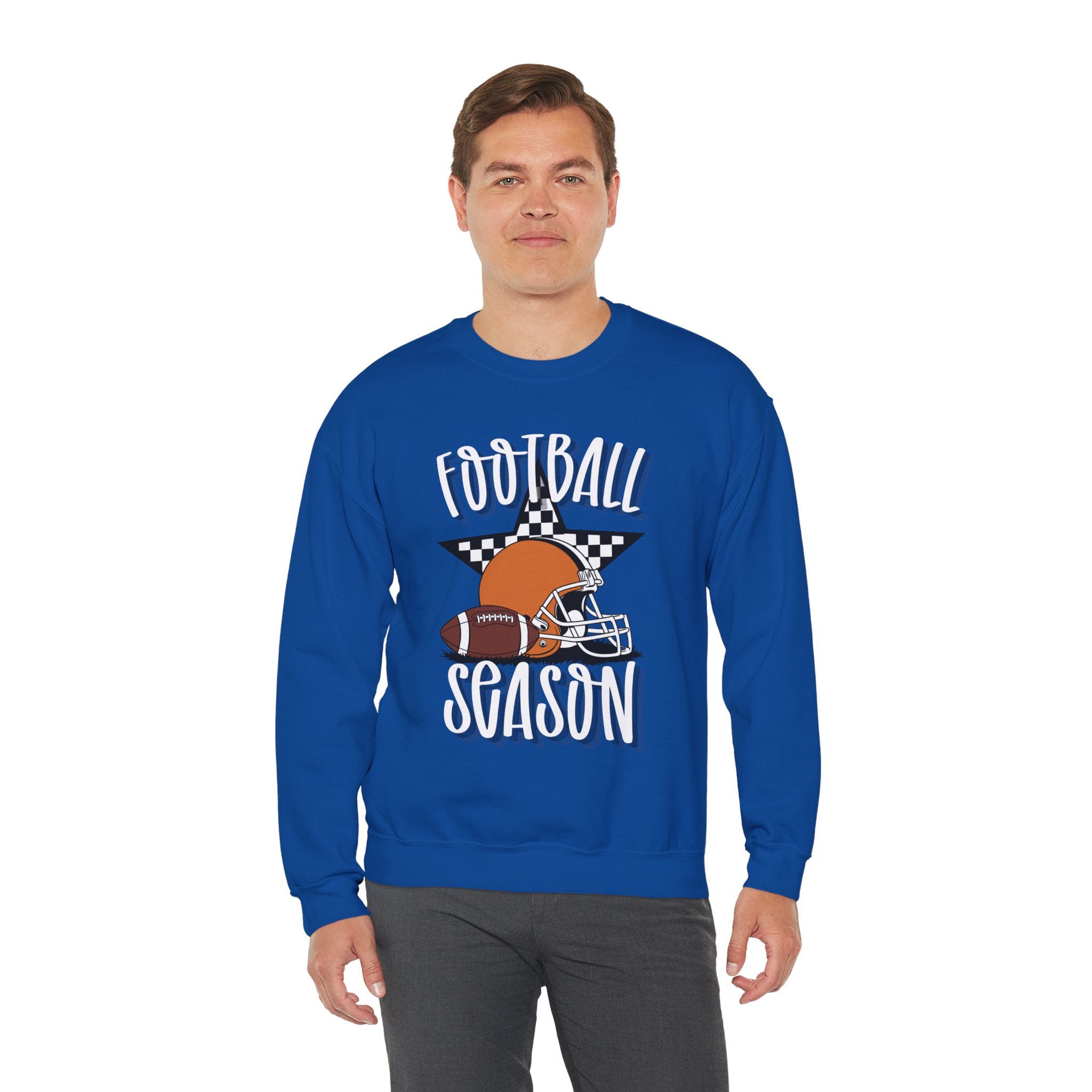 Football Season Sweatshirt, Football Helmet Shirt, Game Day Sweatshirt, Football Mom Shirt, Checkered Star Football Tee, Fall Sports Gift