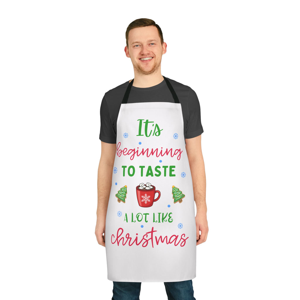 It's Beginning to Taste A Lot Like Christmas Apron, Funny Hot Cocoa Christmas Apron, Holiday Baking Apron, Cute Xmas Kitchen Gift for Her