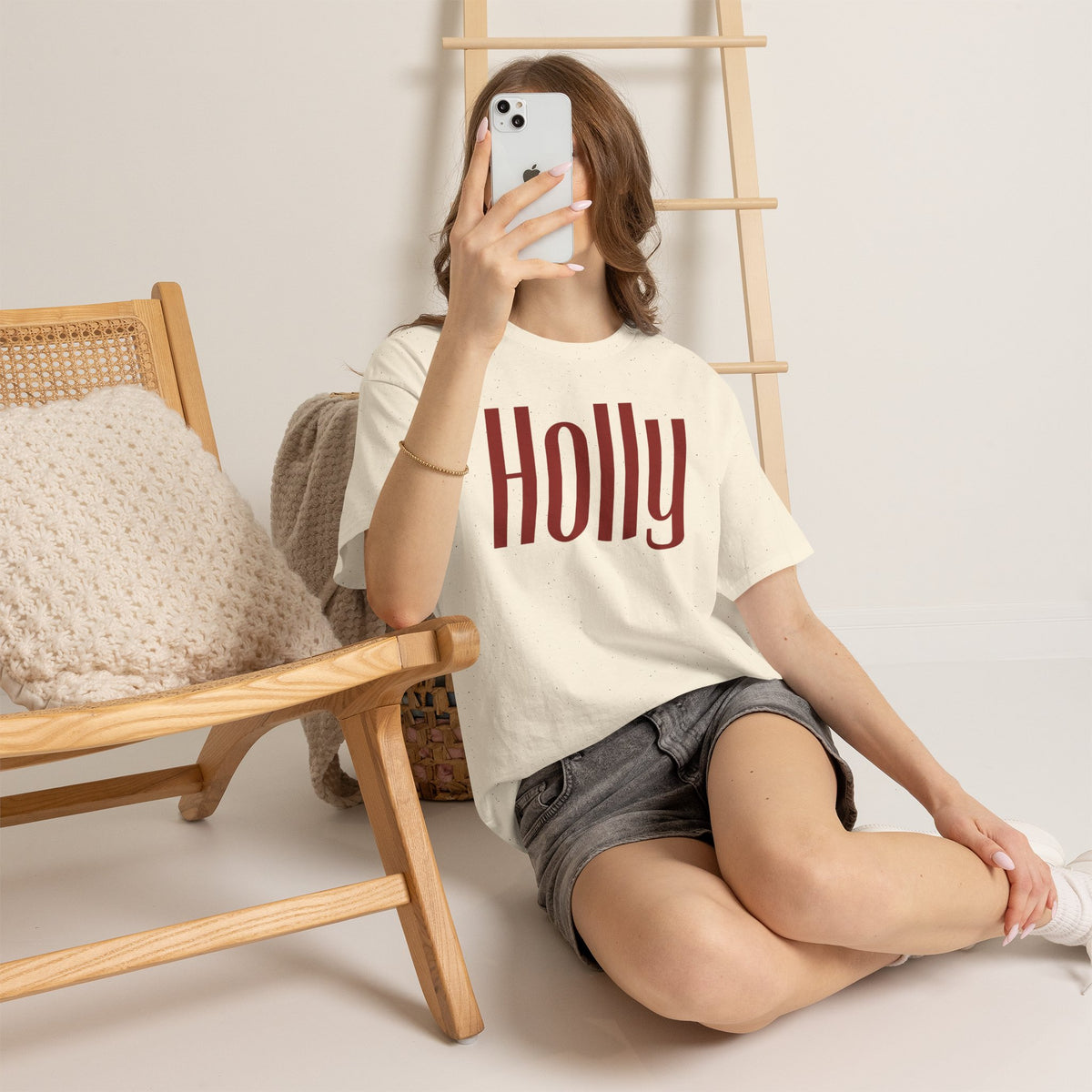 Holly Christmas Gildan TShirt, Red Holly Crewneck, Retro Holiday Top, Girl Christmas Shirt, Cozy Winter Crew Neck, Xmas Gift for Her