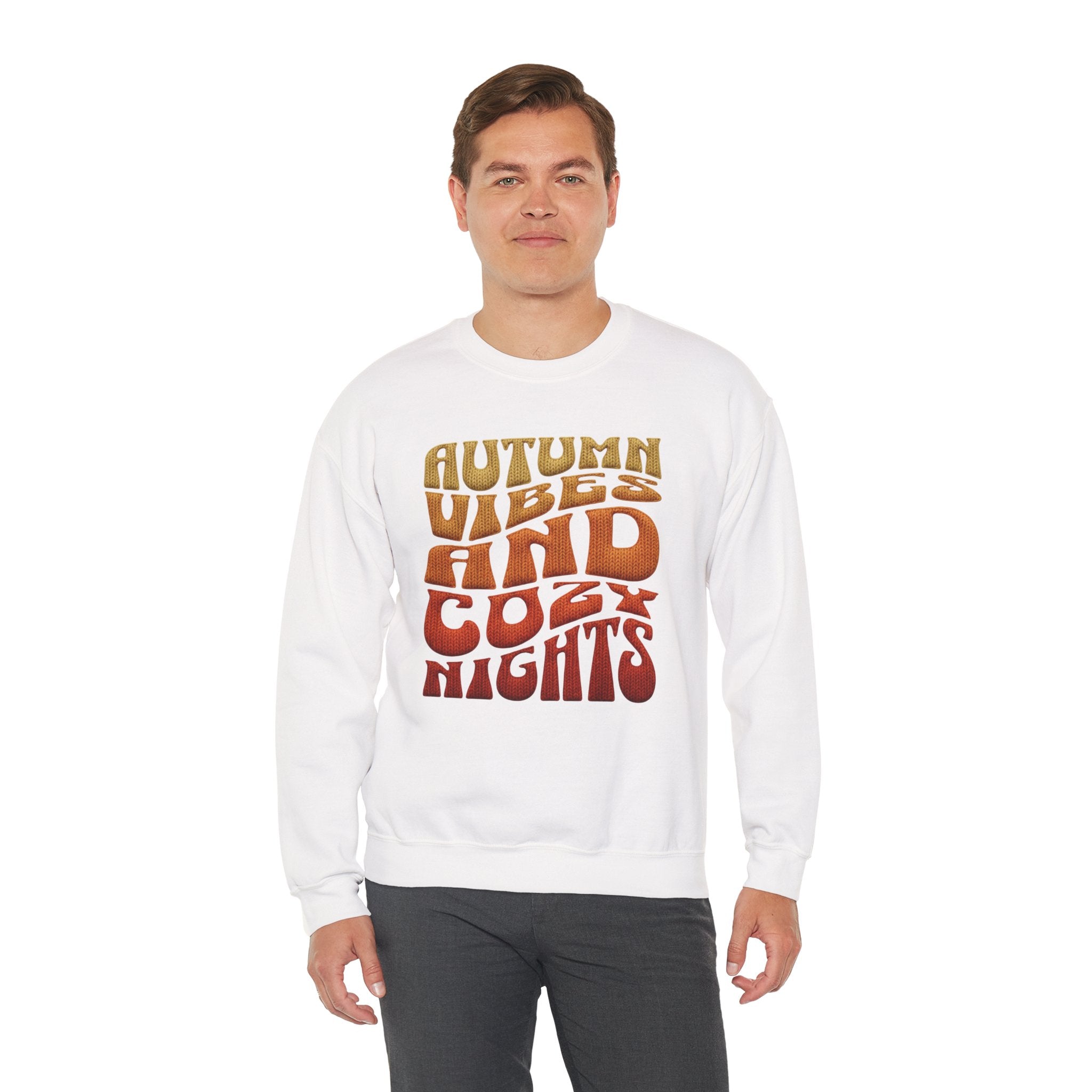 Autumn Vibes And Cozy Nights Sweatshirt, Retro Wavy Text Fall Crewneck, Groovy Autumn Sweater, Fall Vibes Shirt, Cozy Season Pullover Gift