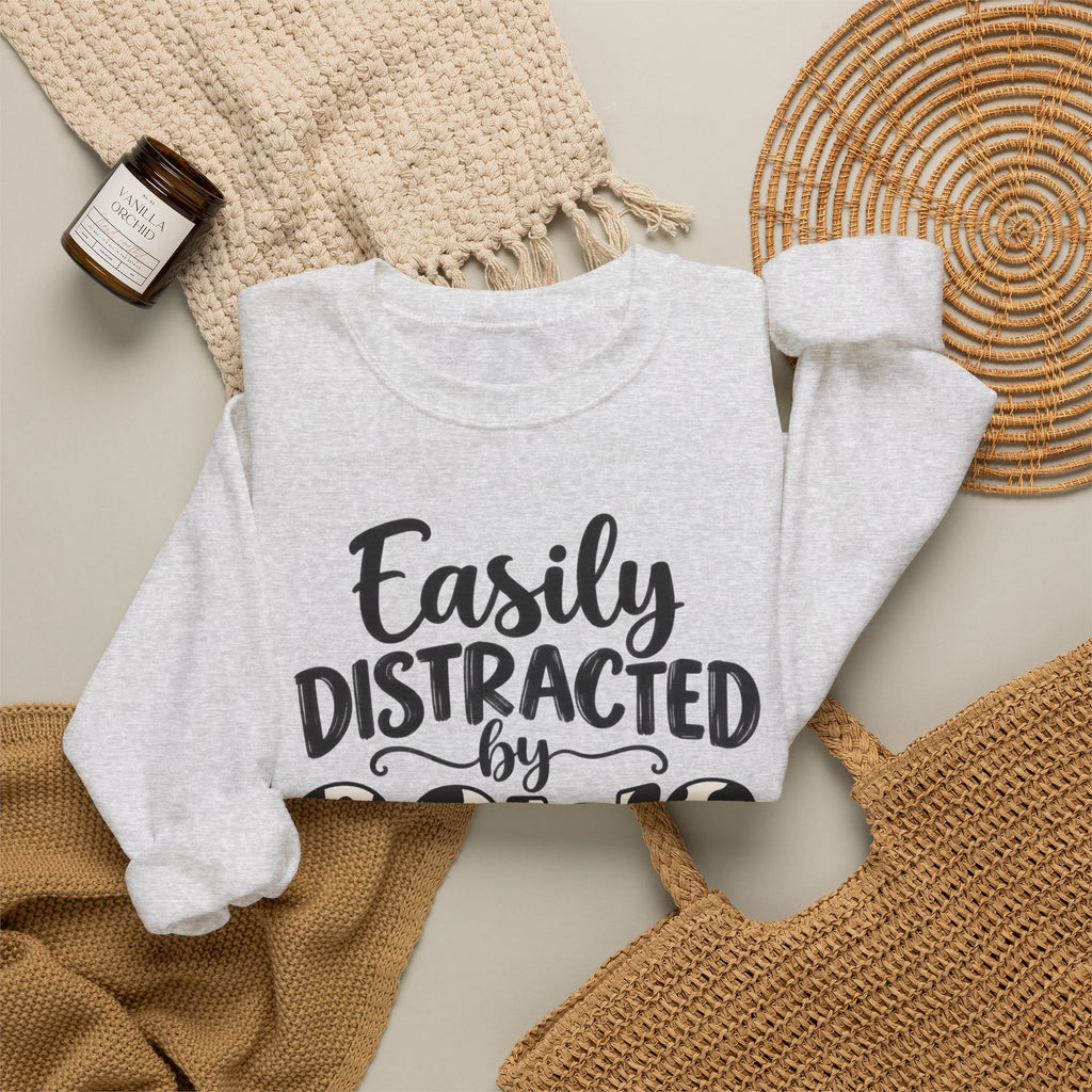 Easily Distracted By Cows Sweatshirt, Cow Print Crewneck, Funny Farm Shirt, Cow Lover Gift, Farm Life Sweater, Country Girl Pullover