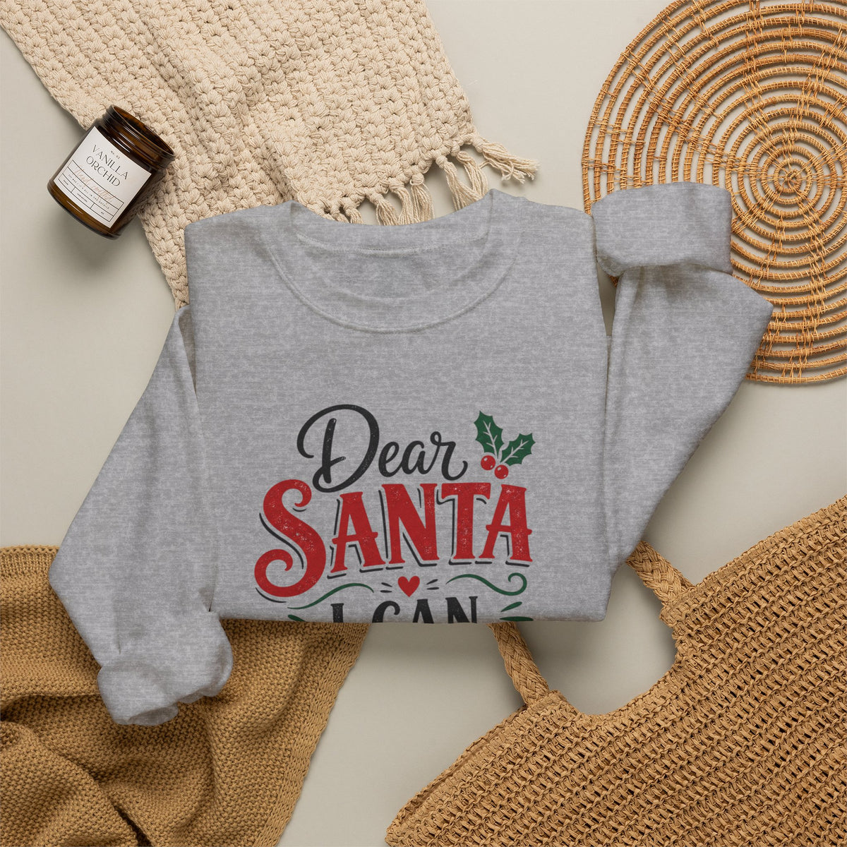 Dear Santa I Can Explain Sweatshirt, Funny Coffee Lover Christmas Shirt, Cute Holiday Crewneck, Sarcastic Xmas Coffee Gift for Her Women