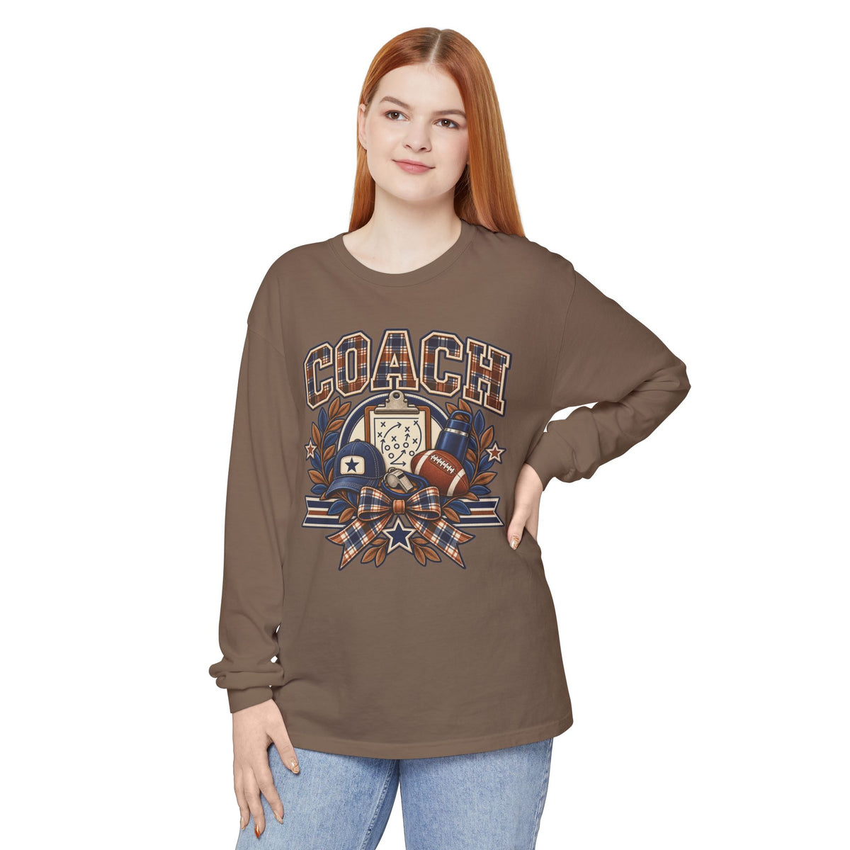 Coach Playbook Football Helmet Long Sleeve Shirt | Vintage Sports Graphic