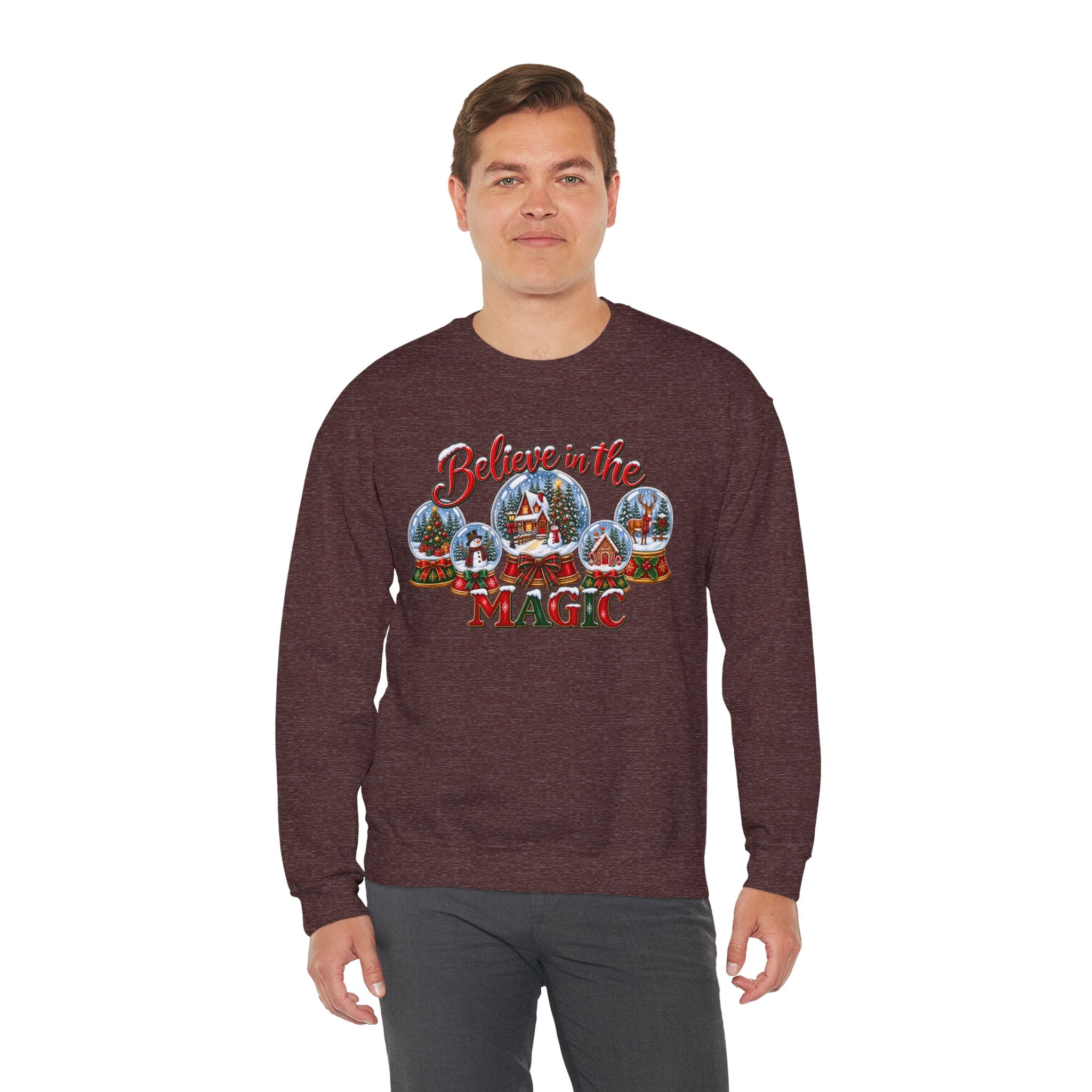 Believe in the Magic Sweatshirt, Christmas Snow Globe Sweatshirt, Retro Christmas Shirt, Winter Holiday Sweatshirt, Christmas Village Tee