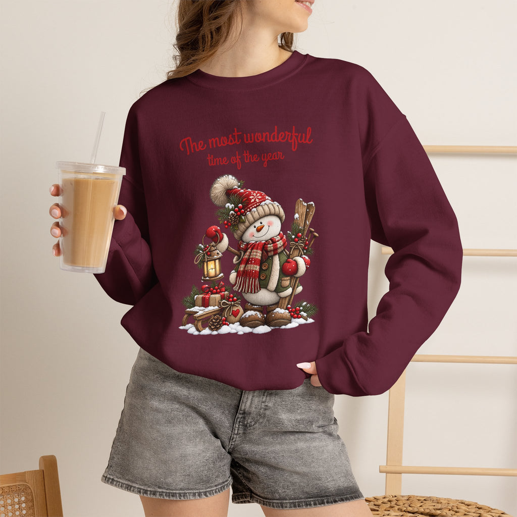 Most Wonderful Time of the Year Sweatshirt, Snowman Christmas Shirt, Vintage Holiday Crewneck, Cute Winter Snowman Tee, Christmas Gift Shirt