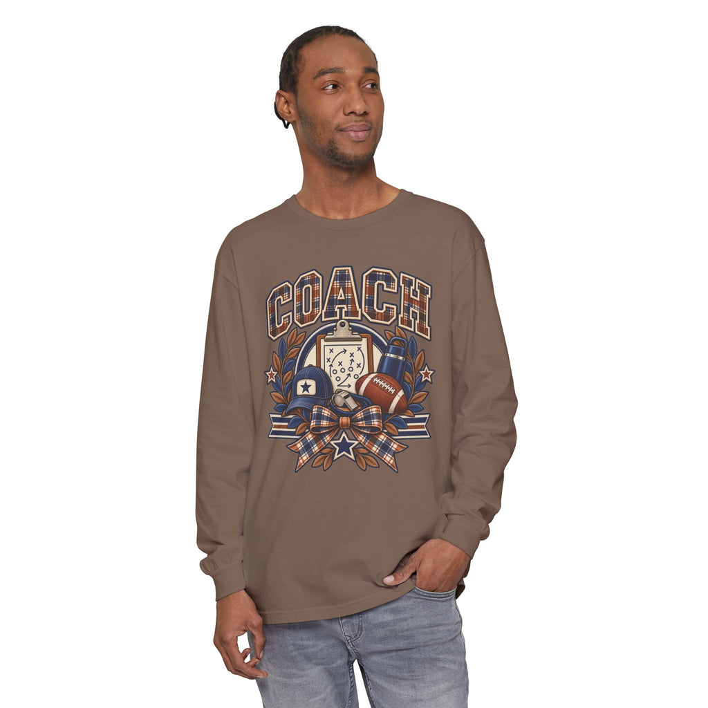 Coach Playbook Football Helmet Long Sleeve Shirt | Vintage Sports Graphic