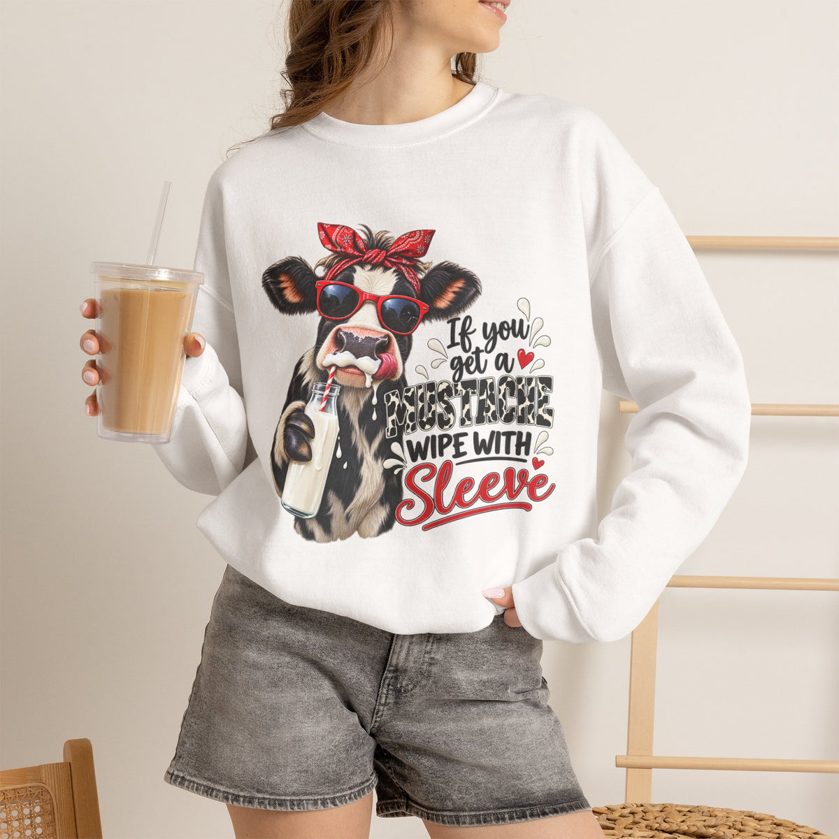 Funny Cow, Humor Cow Sweatshirt, Farm Animal Crewneck, Cute Cow Graphic Sweater, Country Western Gift, Cow Lover, Funny Cow Graphic Girl Top