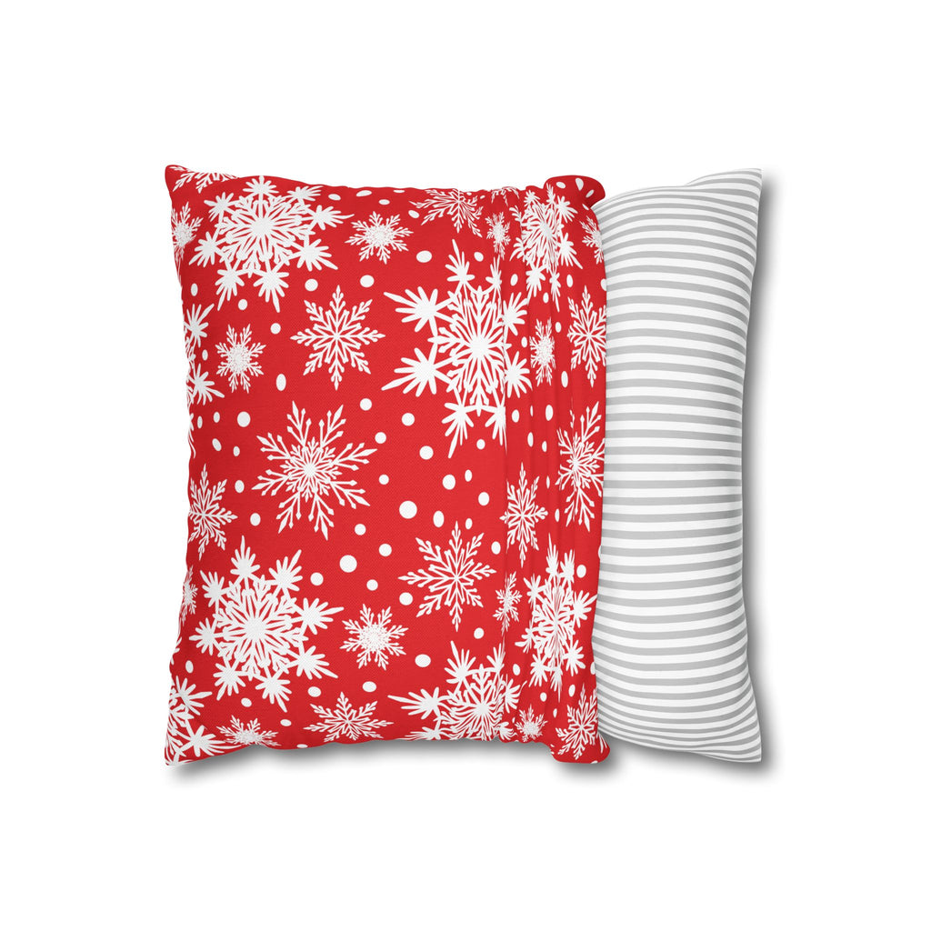Christmas Kittens Pillow Cover, Cute Cat Holiday Throw Pillow, Red Plaid Snowflake Reversible Cover, Season Greetings Cat Lover Gift