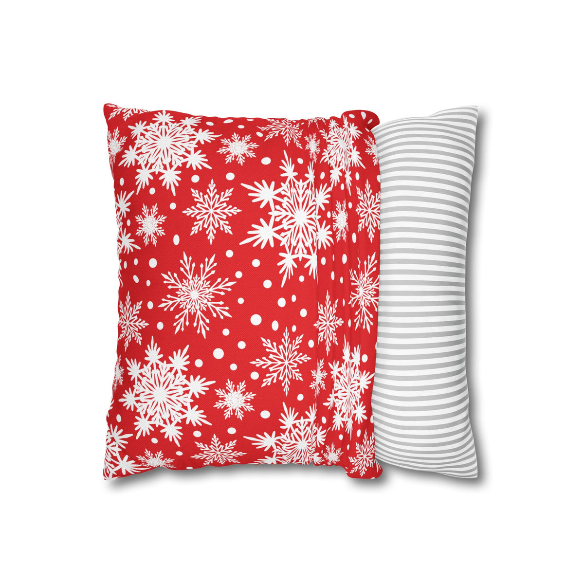 Christmas Kittens Pillow Cover, Cute Cat Holiday Throw Pillow, Red Plaid Snowflake Reversible Cover, Season Greetings Cat Lover Gift