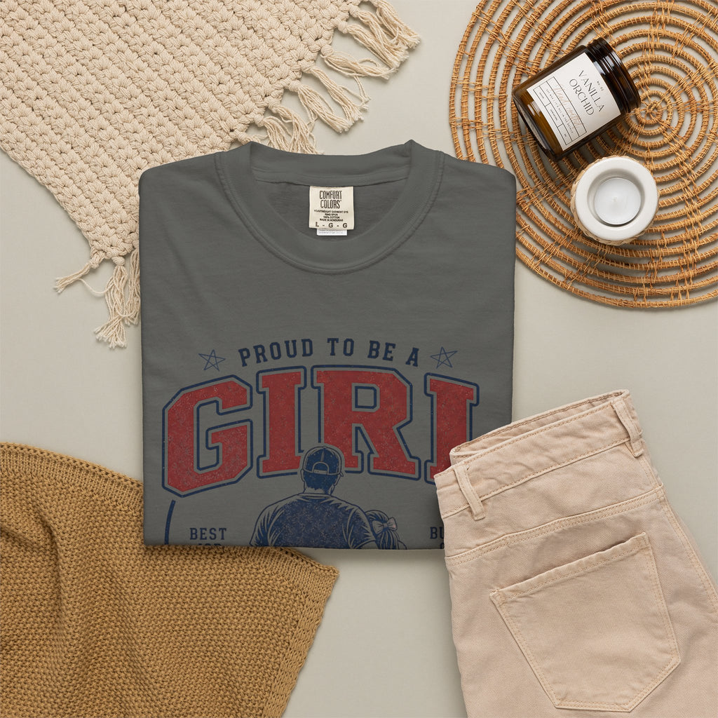 Girl Dad Shirt, Proud To Be A Girl Dad Tee, Best Job Ever Shirt, Built On Love, Baseball Dad Gift, Fathers Day Shirt, Dad Of Girls T-Shirt