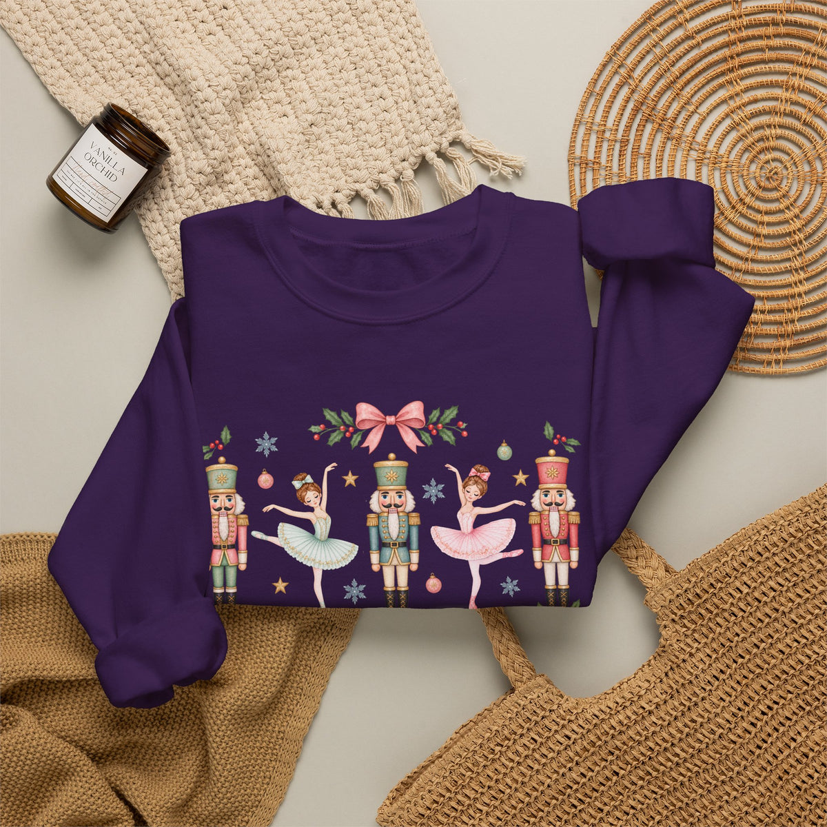 Pastel Nutcracker Sweatshirt, Ballerina Christmas Shirt, Pink Nutcracker Crewneck, Cute Holiday Sweater, Girly Christmas Gift for Her