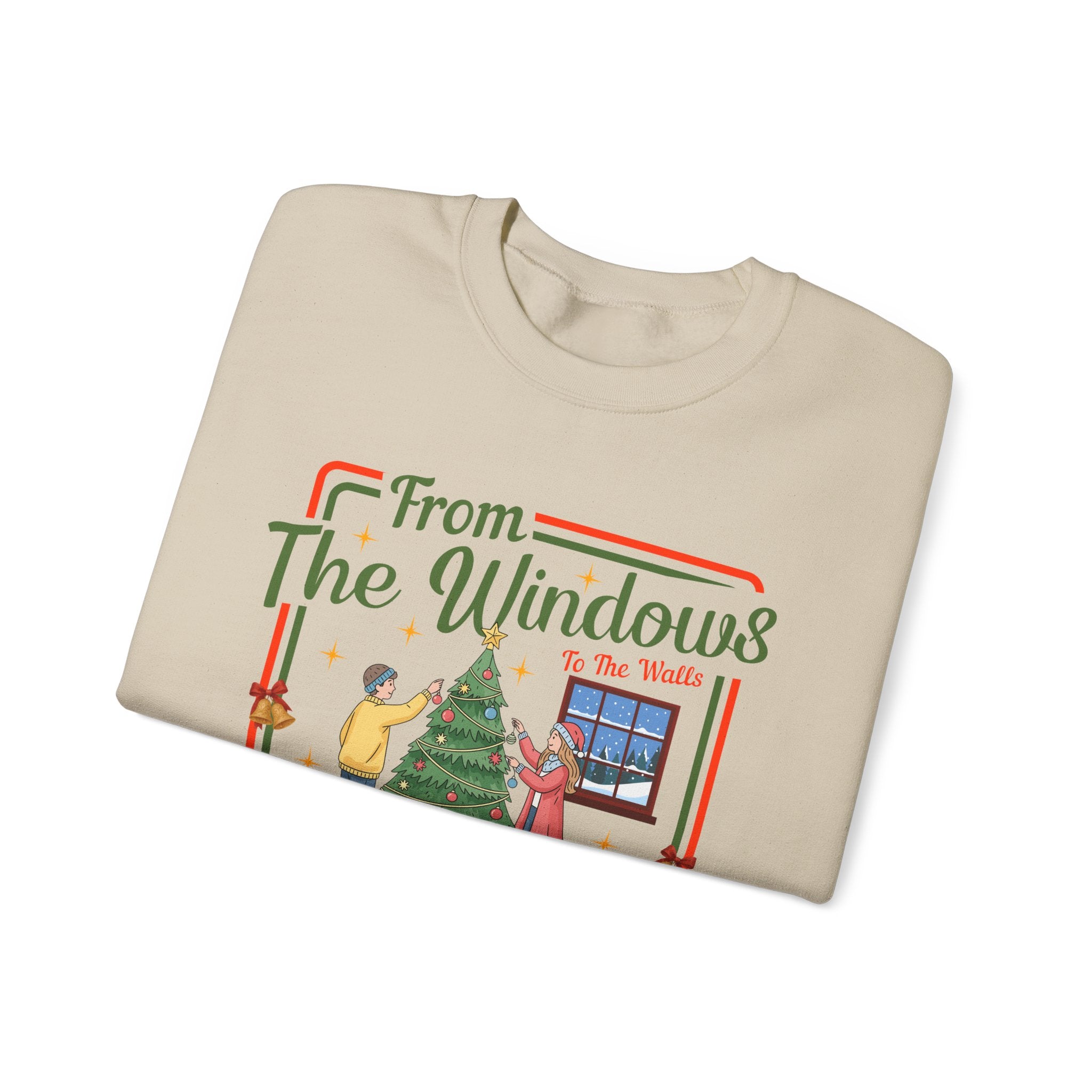 From The Windows To The Walls Christmas Sweatshirt, Deck These Halls Retro Xmas Tree Shirt, Funny Holiday Sweater, Christmas Gift for Her