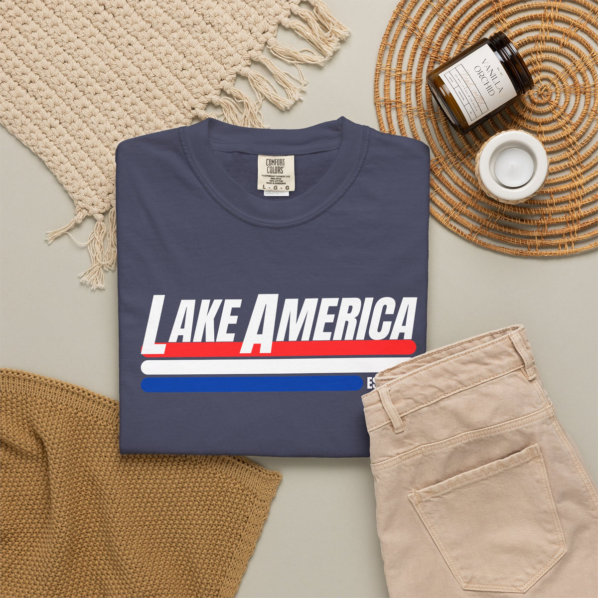 Lake America Shirt, Patriotic Lake Life Tee, 4th of July Shirt, American Flag Lake Shirt, Summer Lake Tee, Boating Shirt, Unisex T-Shirt