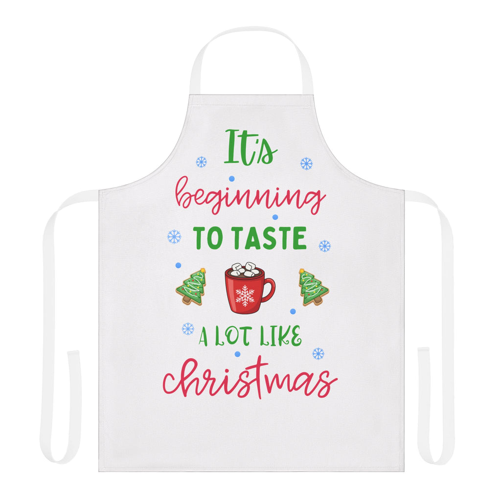 It's Beginning to Taste A Lot Like Christmas Apron, Funny Hot Cocoa Christmas Apron, Holiday Baking Apron, Cute Xmas Kitchen Gift for Her