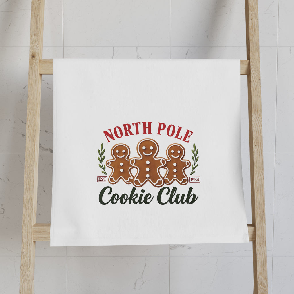 North Pole Cookie Club Hand Towel, Holiday Kitchen Decor, Christmas Gift, Baking Enthusiast Essential, Festive Home Accessory