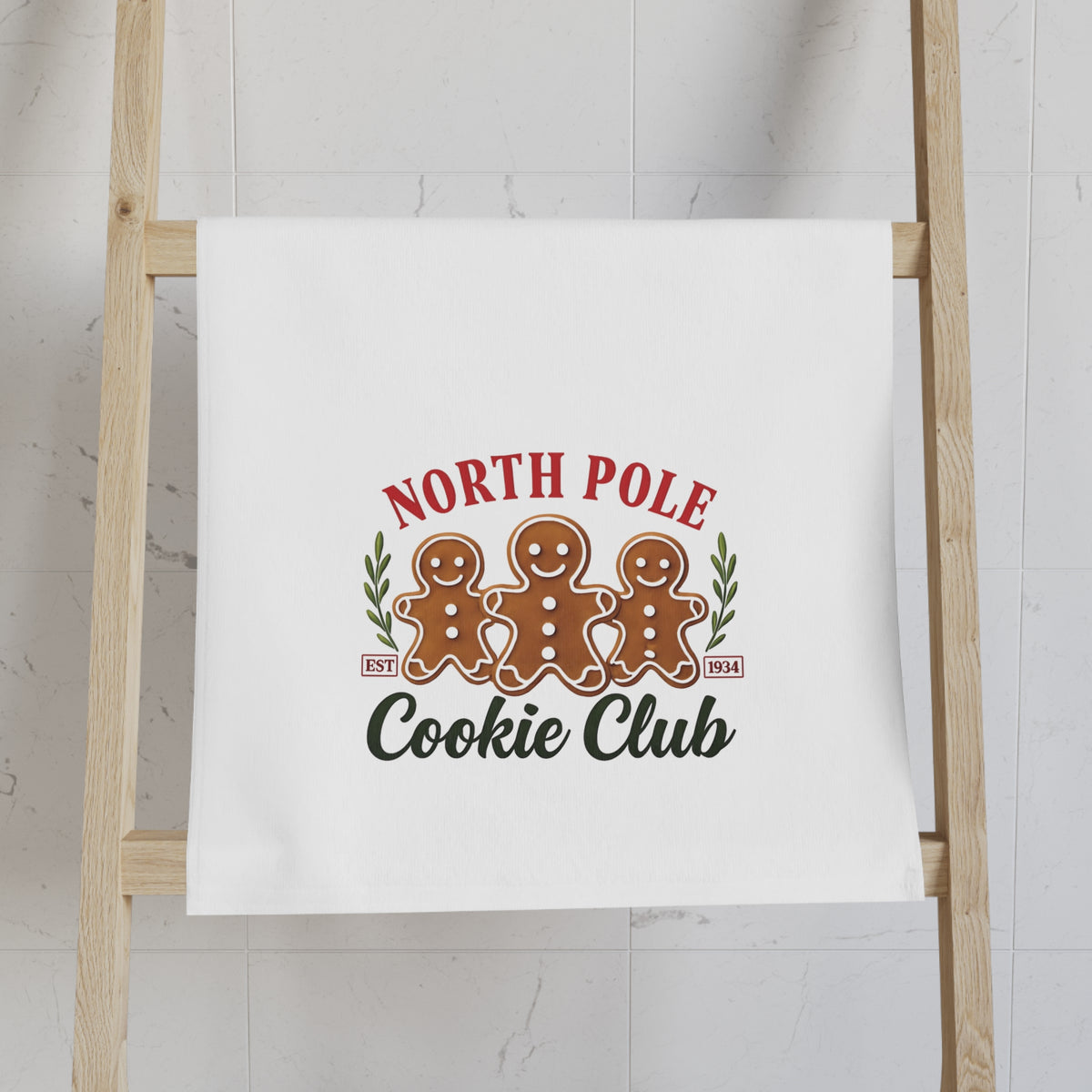 North Pole Cookie Club Hand Towel, Holiday Kitchen Decor, Christmas Gift, Baking Enthusiast Essential, Festive Home Accessory