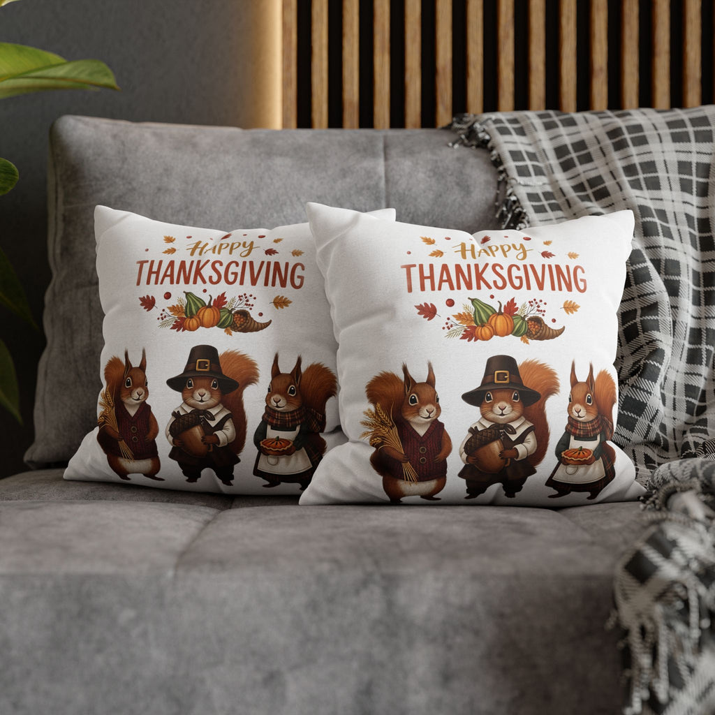Thanksgiving Squirrel Pillowcase, Fall Decor, Thanksgiving Home Accents, Seasonal Pillow Cover, Cozy Autumn Gift