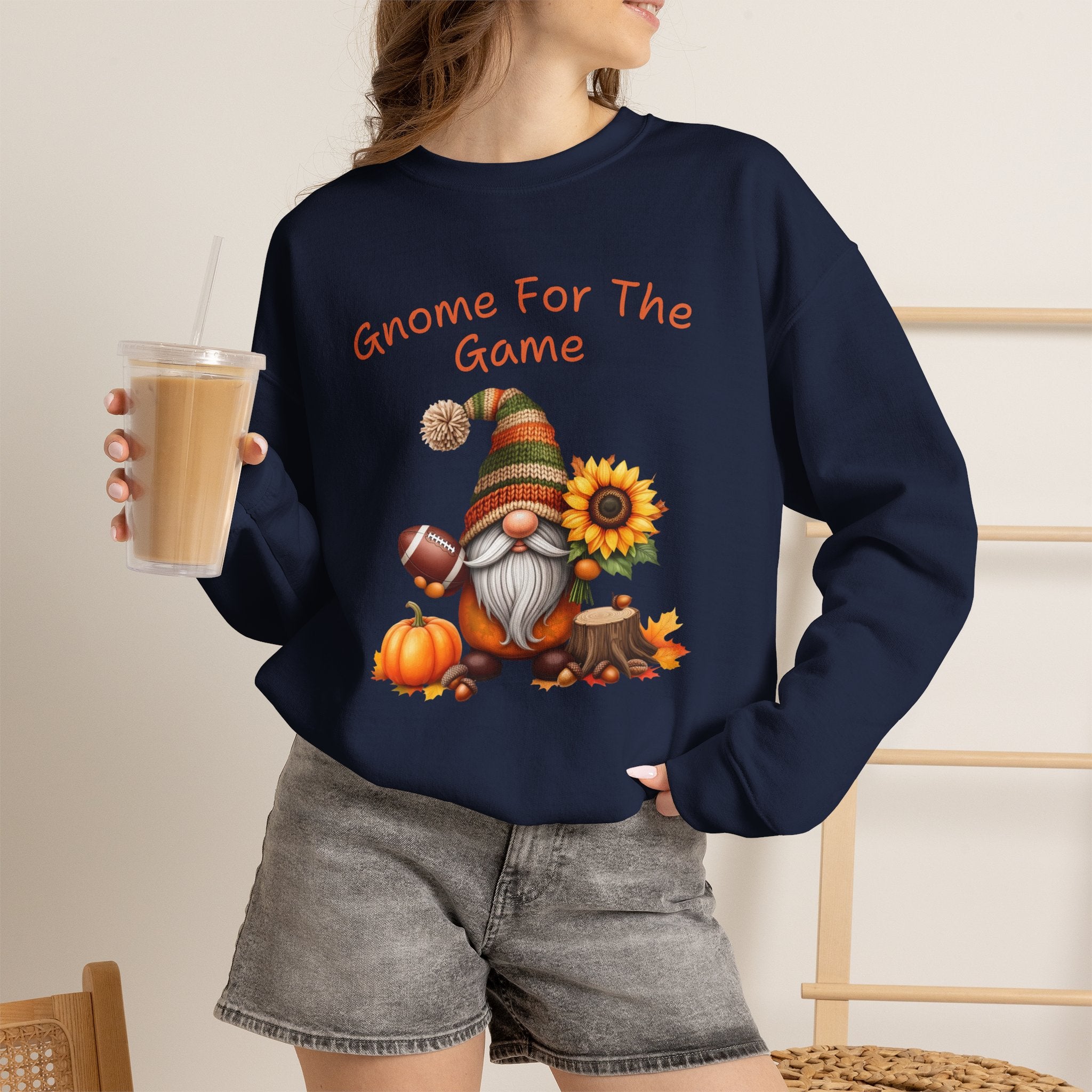 Gnome For The Game Sweatshirt, Football Gnome Fall Crewneck, Autumn Pumpkin Sunflower Shirt, Game Day Sweater, Fall Football Season Gift