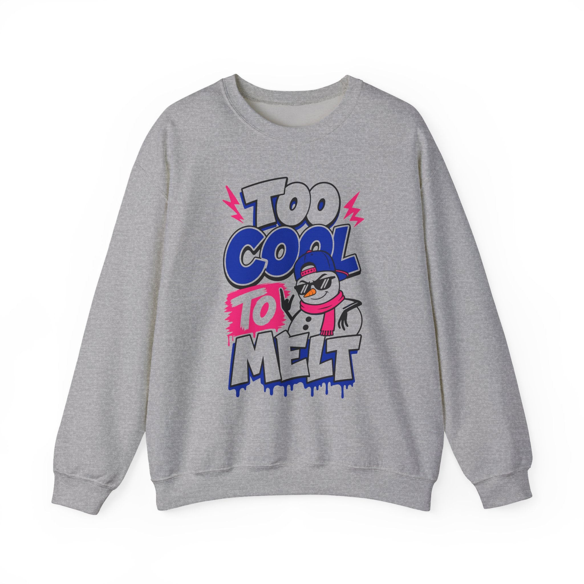 Too Cool To Melt Sweatshirt, Funny Snowman Christmas Sweatshirt, Retro Winter Graphic Crewneck, Cute Holiday Sweatshirt Gift for Her Him
