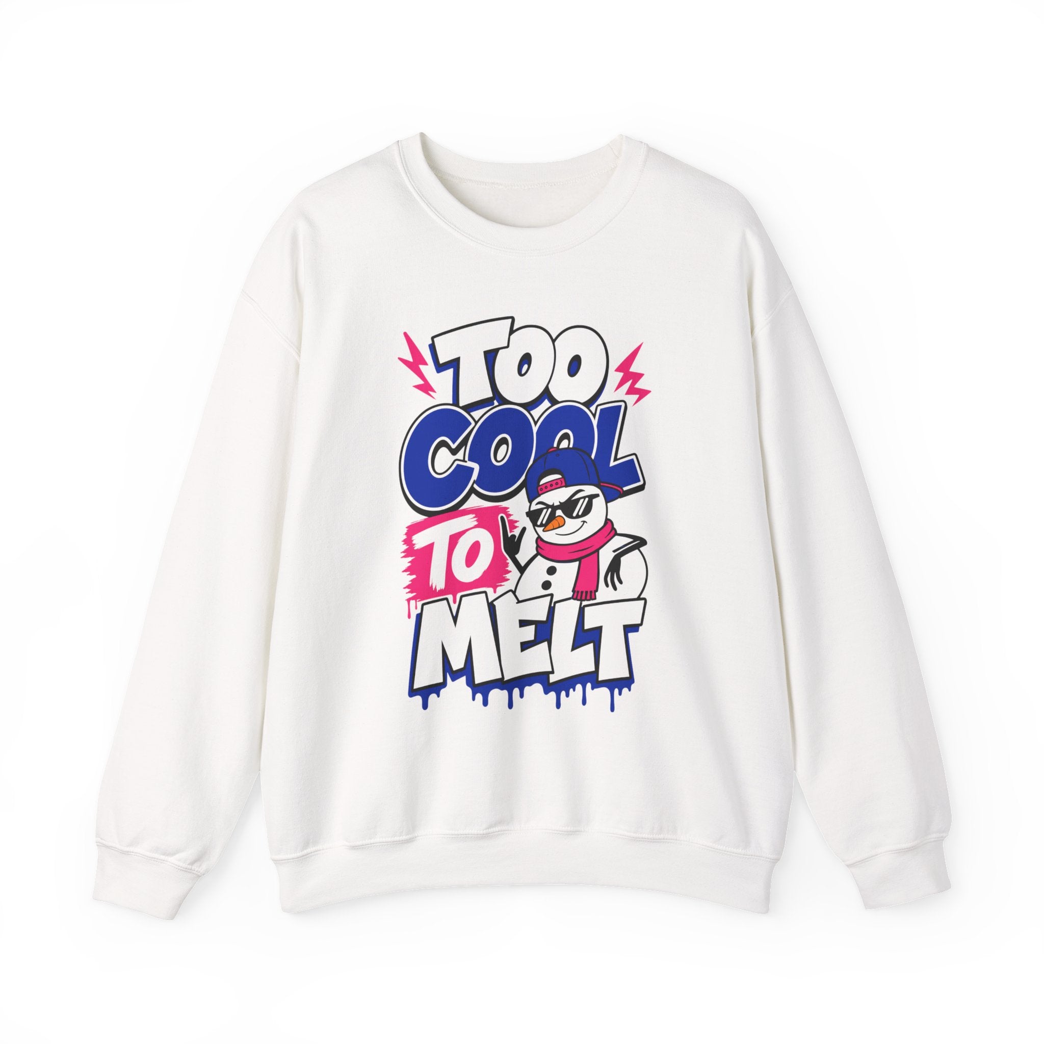 Too Cool To Melt Sweatshirt, Funny Snowman Christmas Sweatshirt, Retro Winter Graphic Crewneck, Cute Holiday Sweatshirt Gift for Her Him