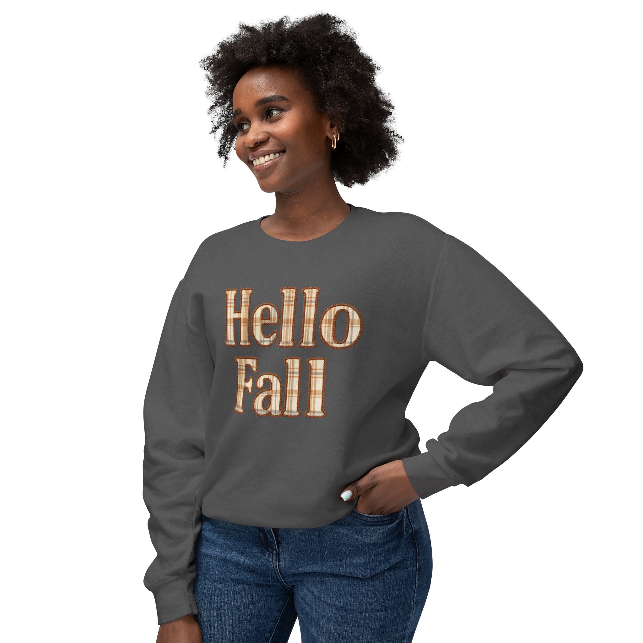 Hello Fall Plaid Design | Faux Embroidery Appliqué Fall Shirt Design