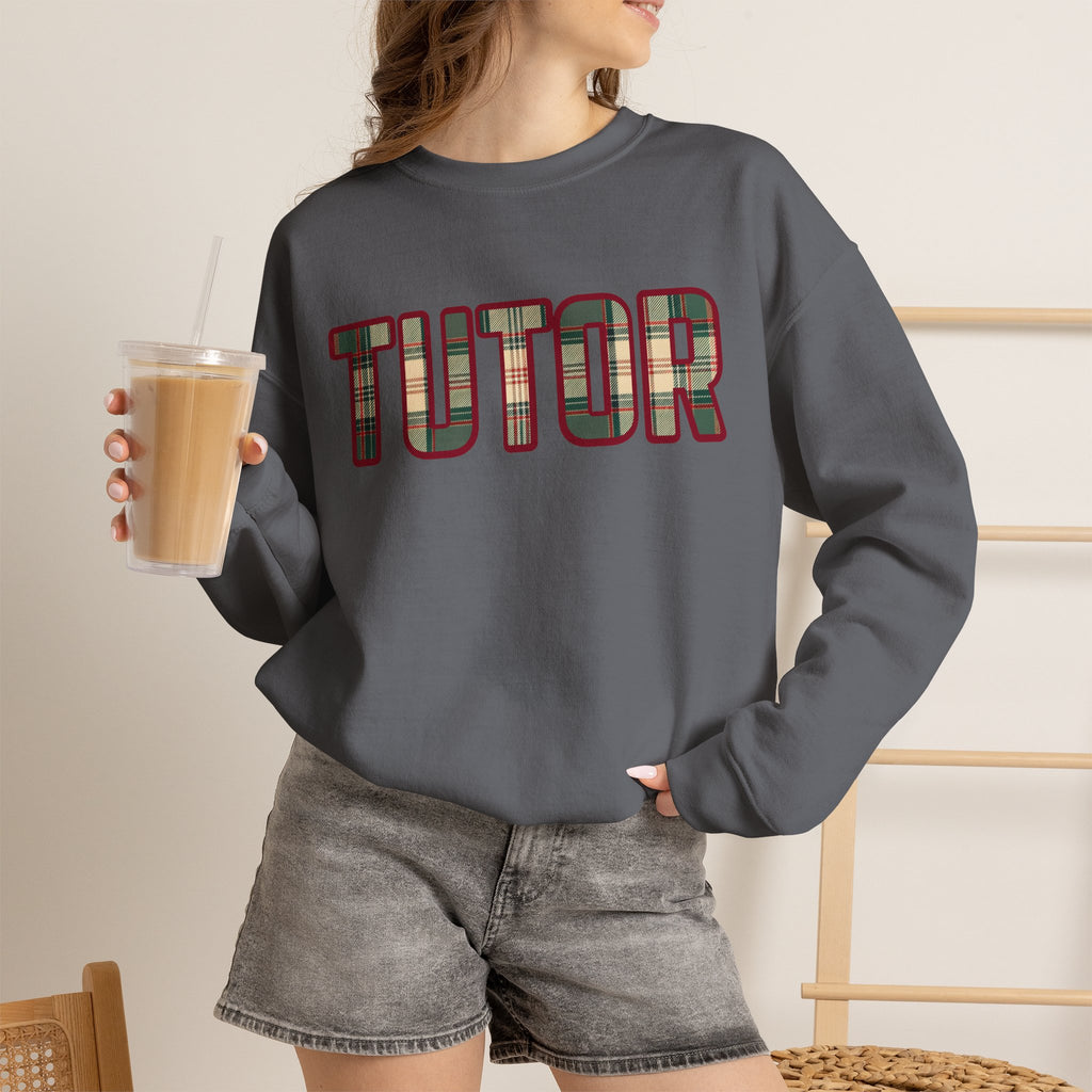 Tutor Plaid Sweatshirt, Teacher Appreciation Gift, Tutoring Crewneck, Teacher Sweater, Gift for Tutor, Plaid Font Sweatshirt" Plaid TrendTop