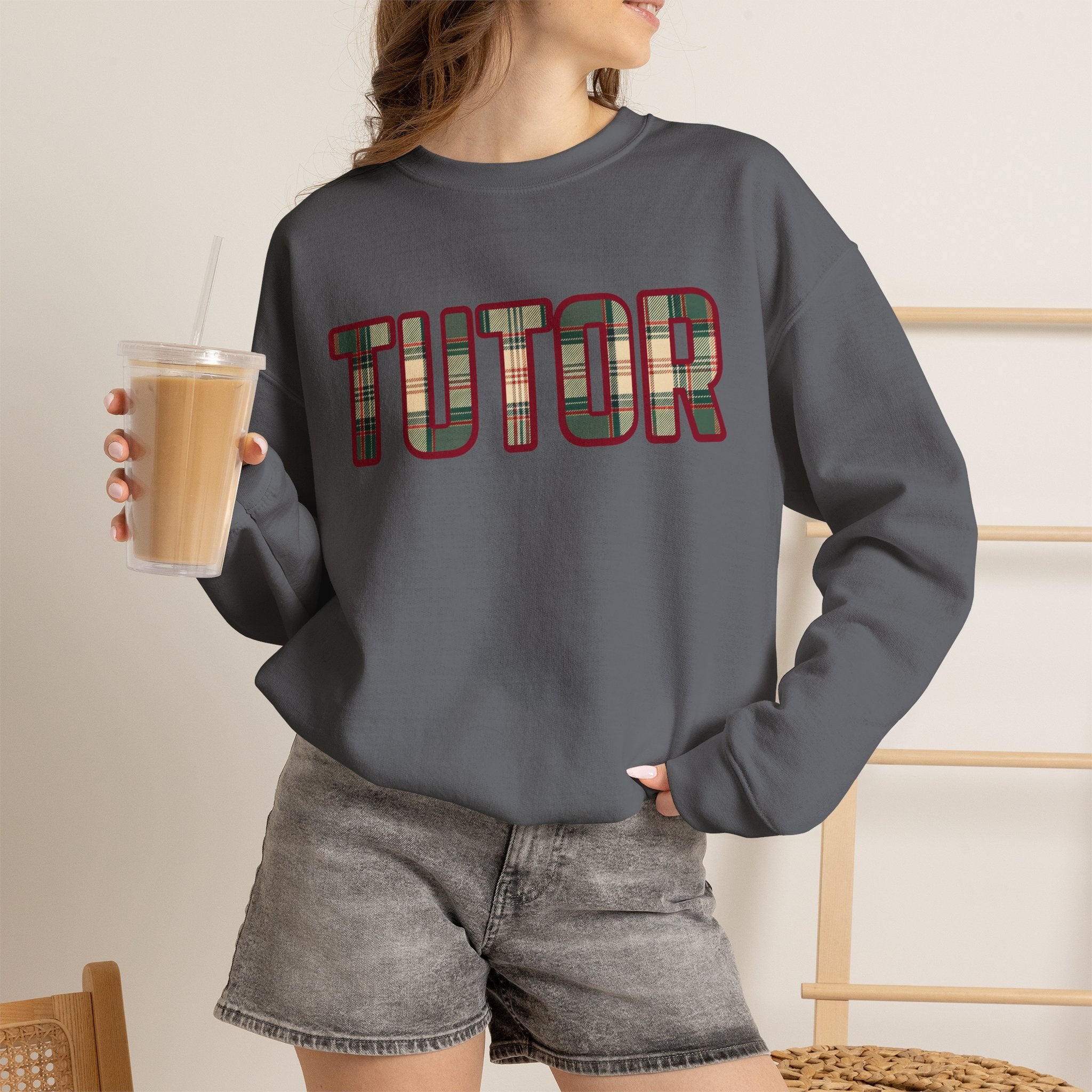 Tutor Plaid Sweatshirt, Teacher Appreciation Gift, Tutoring Crewneck, Teacher Sweater, Gift for Tutor, Plaid Font Sweatshirt" Plaid TrendTop
