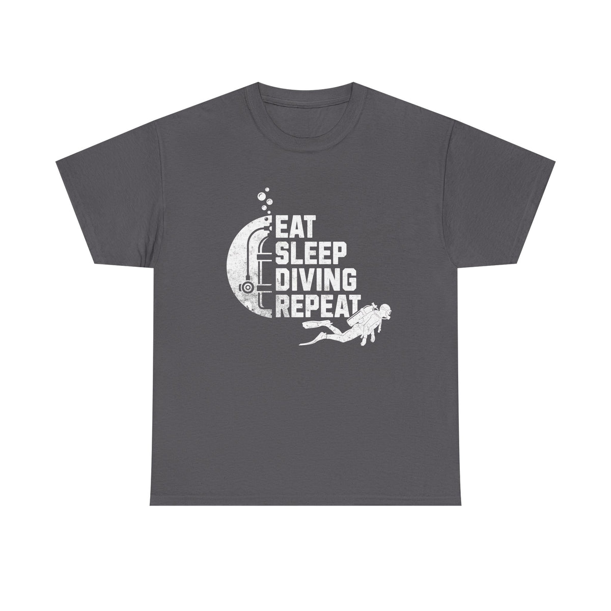 Eat Sleep Diving Repeat Tee | Scuba Diver Moon Graphic, Vintage Grunge T-shirt, Sports Lover, Unisex Tee, Gift, Casual Wear, Water Sports
