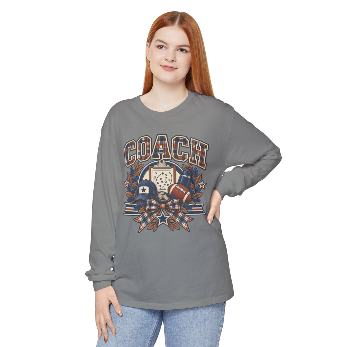 Coach Playbook Football Helmet Long Sleeve Shirt | Vintage Sports Graphic