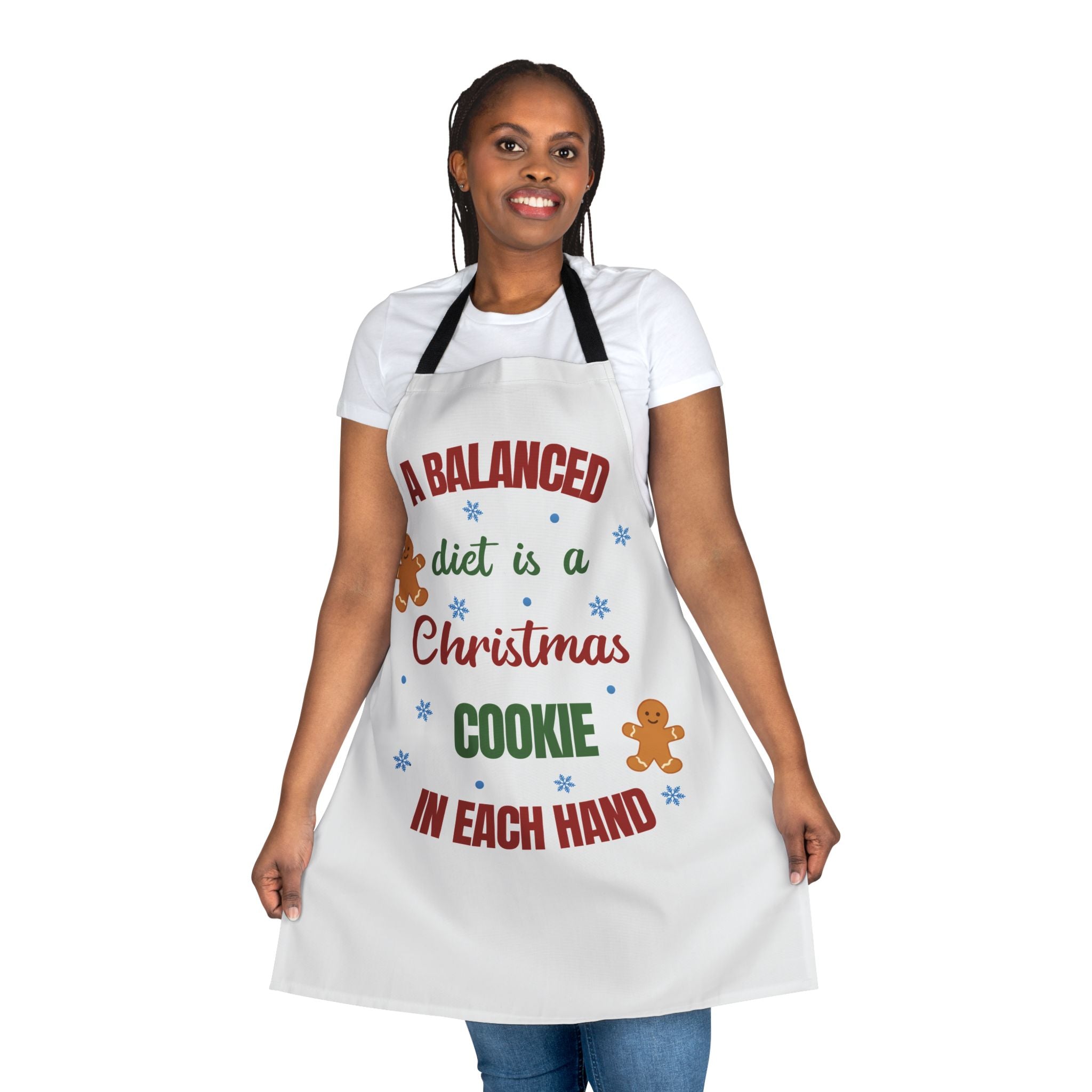 Funny Christmas Apron A Balanced Diet is a Cookie in Each Hand Gingerbread Kitchen Apron Holiday Baking Gift for Dad, Mom Cook, Men or Women