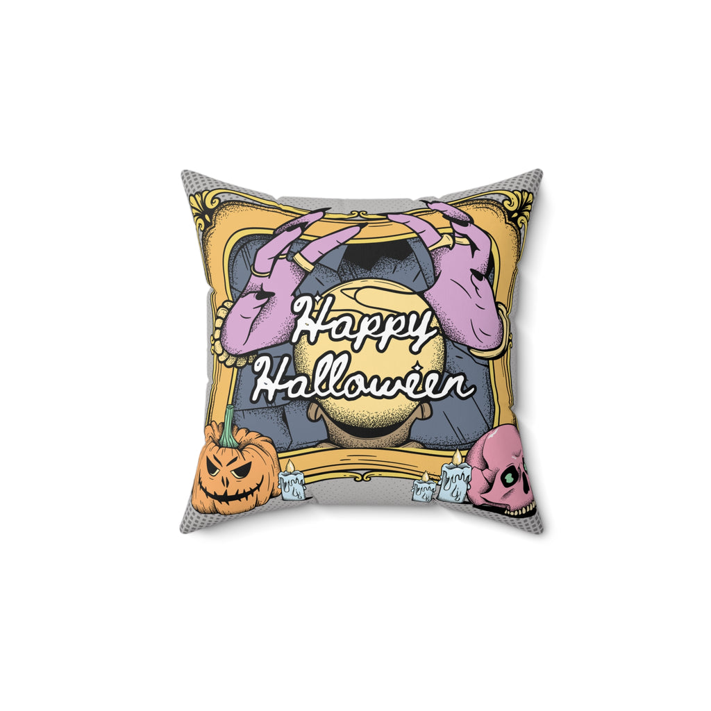 Happy Halloween Pillow, Crystal Ball Fortune Teller Decor, Skeleton Hands Jack O Lantern Pillow, Gothic Halloween Throw Pillow