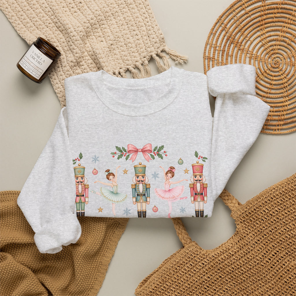 Pastel Nutcracker Sweatshirt, Ballerina Christmas Shirt, Pink Nutcracker Crewneck, Cute Holiday Sweater, Girly Christmas Gift for Her