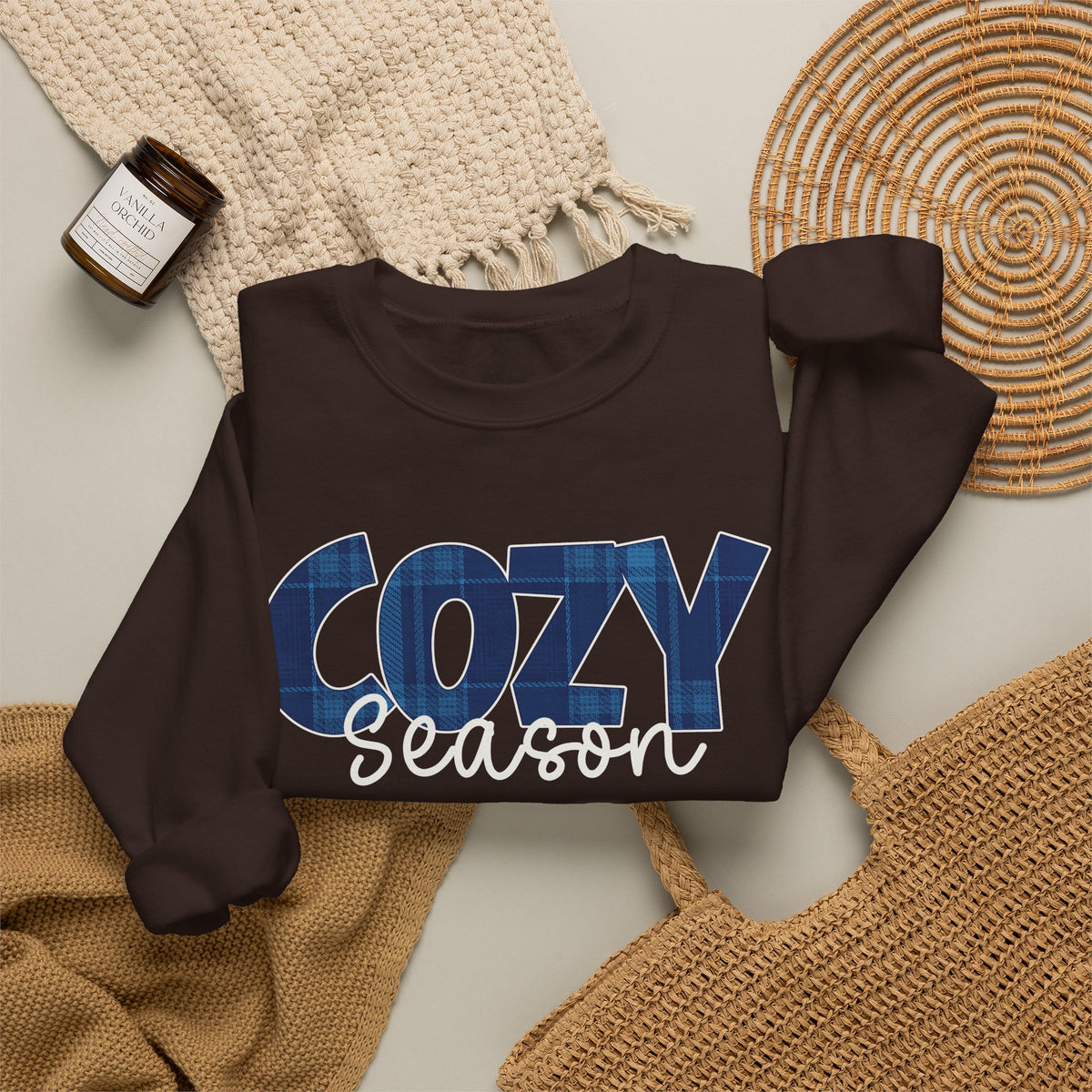Cozy Season Sweatshirt, Plaid Cozy Season Shirt, Fall Sweatshirt, Cozy Season Crewneck, Autumn Sweatshirt, Fall Plaid Shirt, Fall Gift