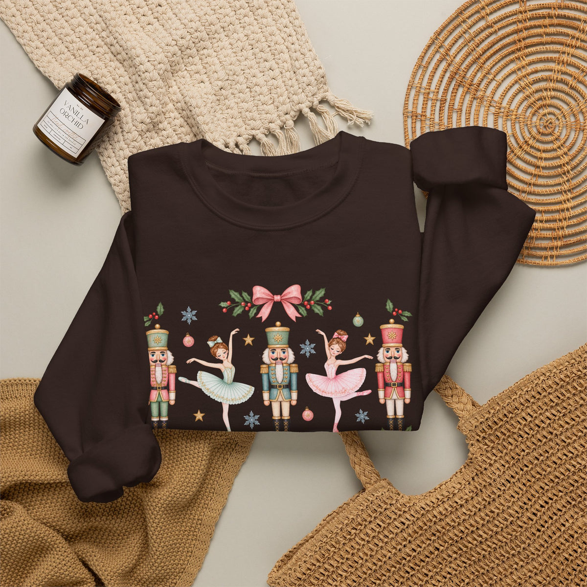 Pastel Nutcracker Sweatshirt, Ballerina Christmas Shirt, Pink Nutcracker Crewneck, Cute Holiday Sweater, Girly Christmas Gift for Her