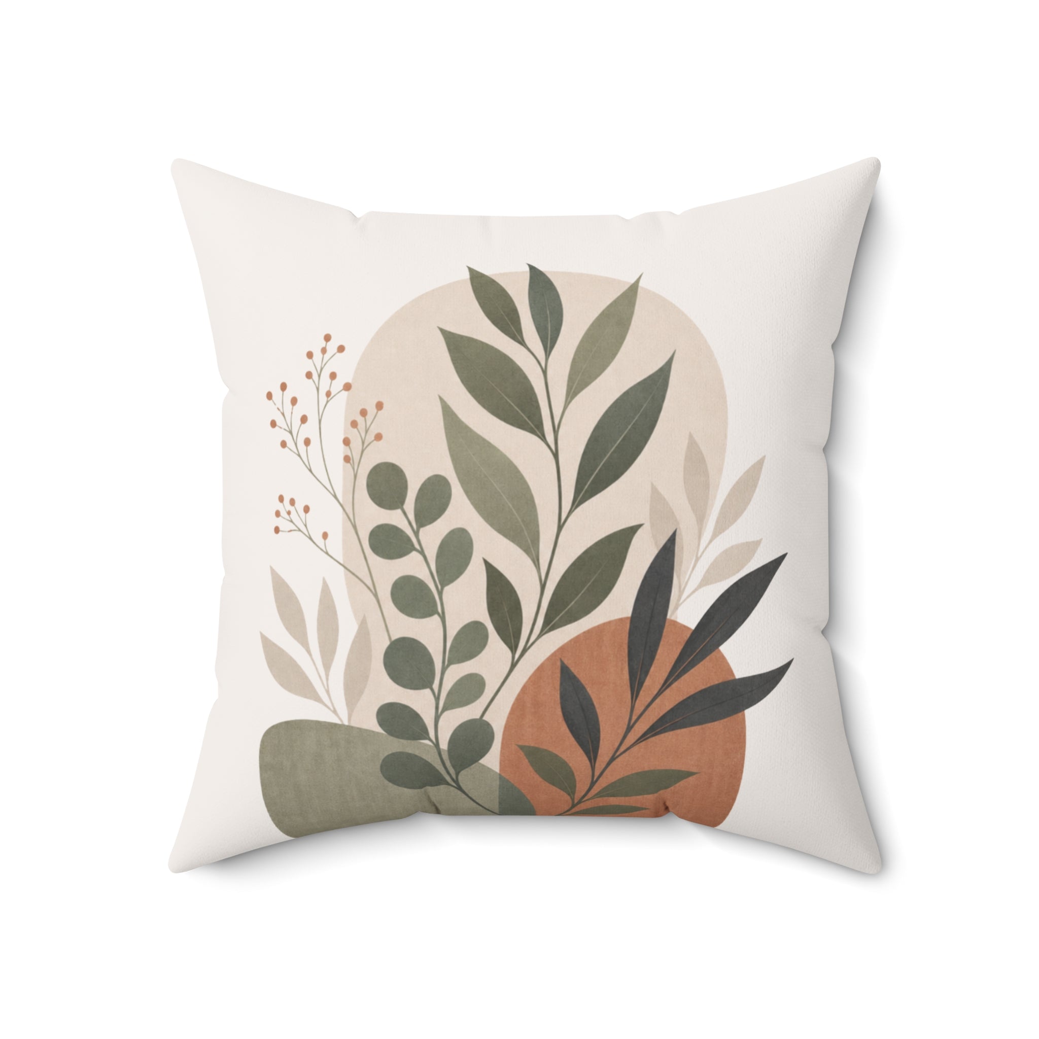 Boho Botanical Throw Pillow Cover, Sage Green Terracotta Floral Leaf Pillow Case, Mid Century Modern Plant Decor, Cottagecore Sofa Cushion