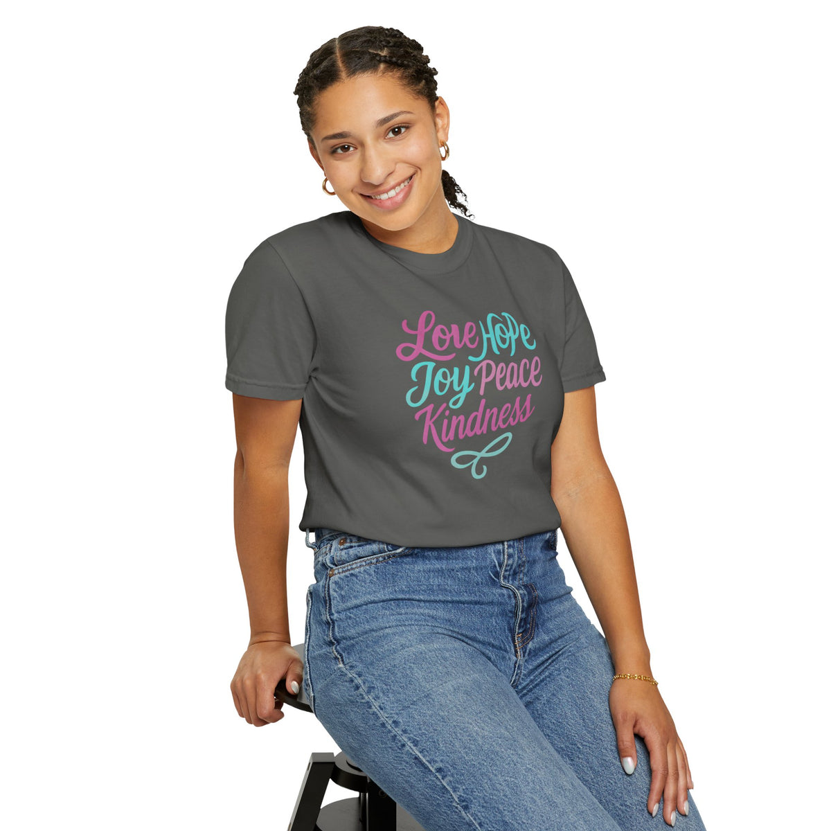 Inspirational T-Shirt with Love, Hope, Joy, Peace, Kindness - Perfect for Casual Wear, Gifts, Holidays, Celebrations, Motivational Apparel
