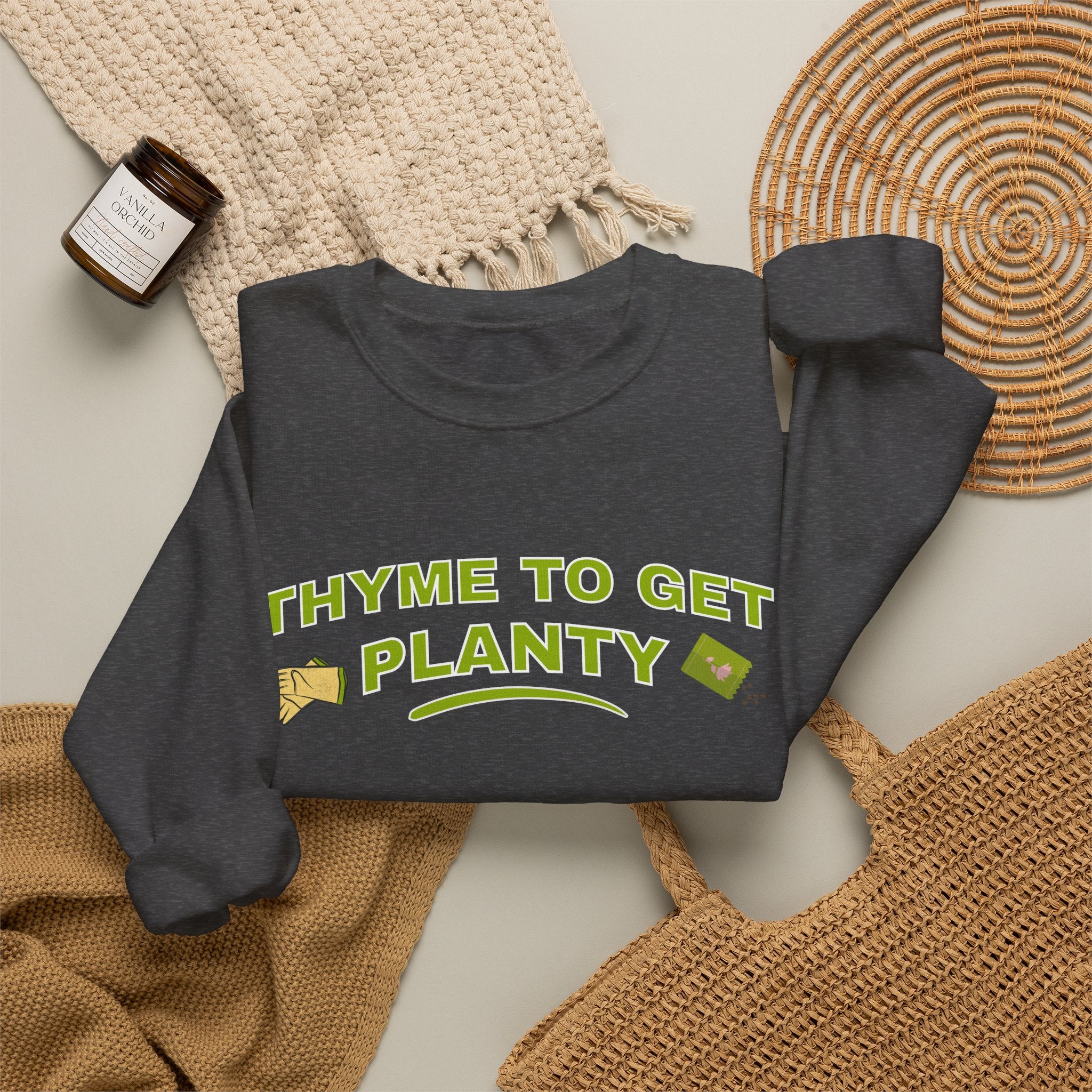 Thyme To Get Planty Sweatshirt, Funny Herb Pun Crewneck, Plant Lover Gift, Gardening Sweatshirt, Green Thumb Shirt, Sand Unisex Sweatshir
