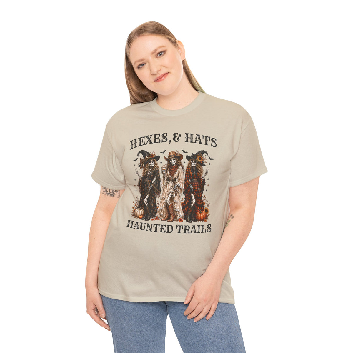 Hexes & Hats Haunted Trails Shirt, Western Halloween Tee, Cowboy Witch T-Shirt, Spooky Season Shirt, Rodeo Halloween Graphic Tee Gift