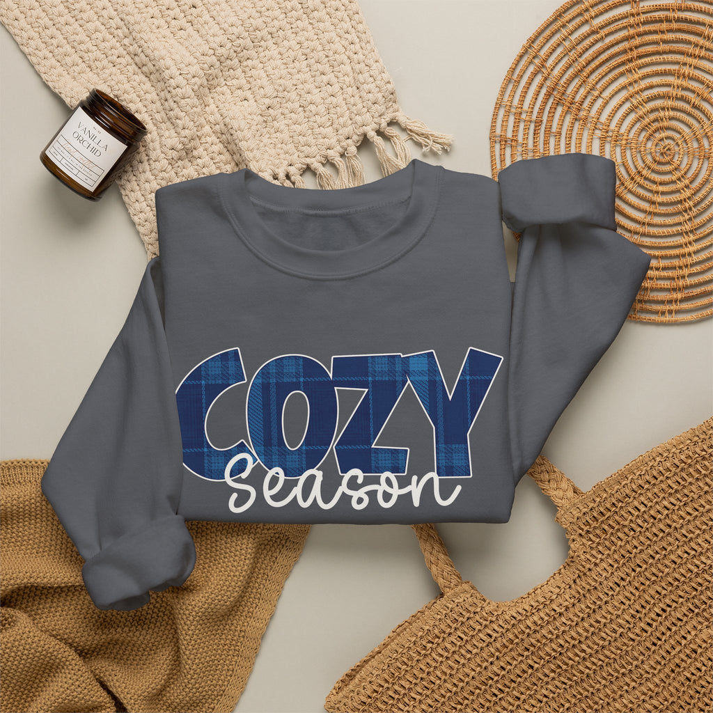 Cozy Season Sweatshirt, Plaid Cozy Season Shirt, Fall Sweatshirt, Cozy Season Crewneck, Autumn Sweatshirt, Fall Plaid Shirt, Fall Gift